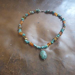Women's Turquoise & Coral Necklace